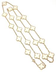 Van Cleef & Arpels White Coral Gold 20 Motif Vintage Alhambra Necklace