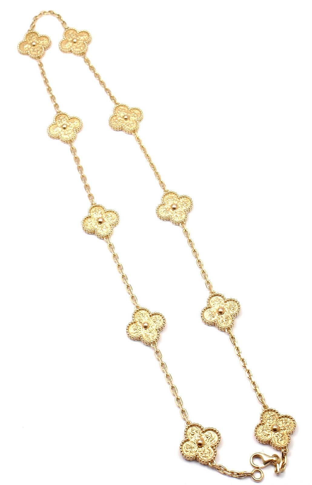 Van Cleef & Arpels Vintage Alhambra 10 Motif Gold Necklace 1