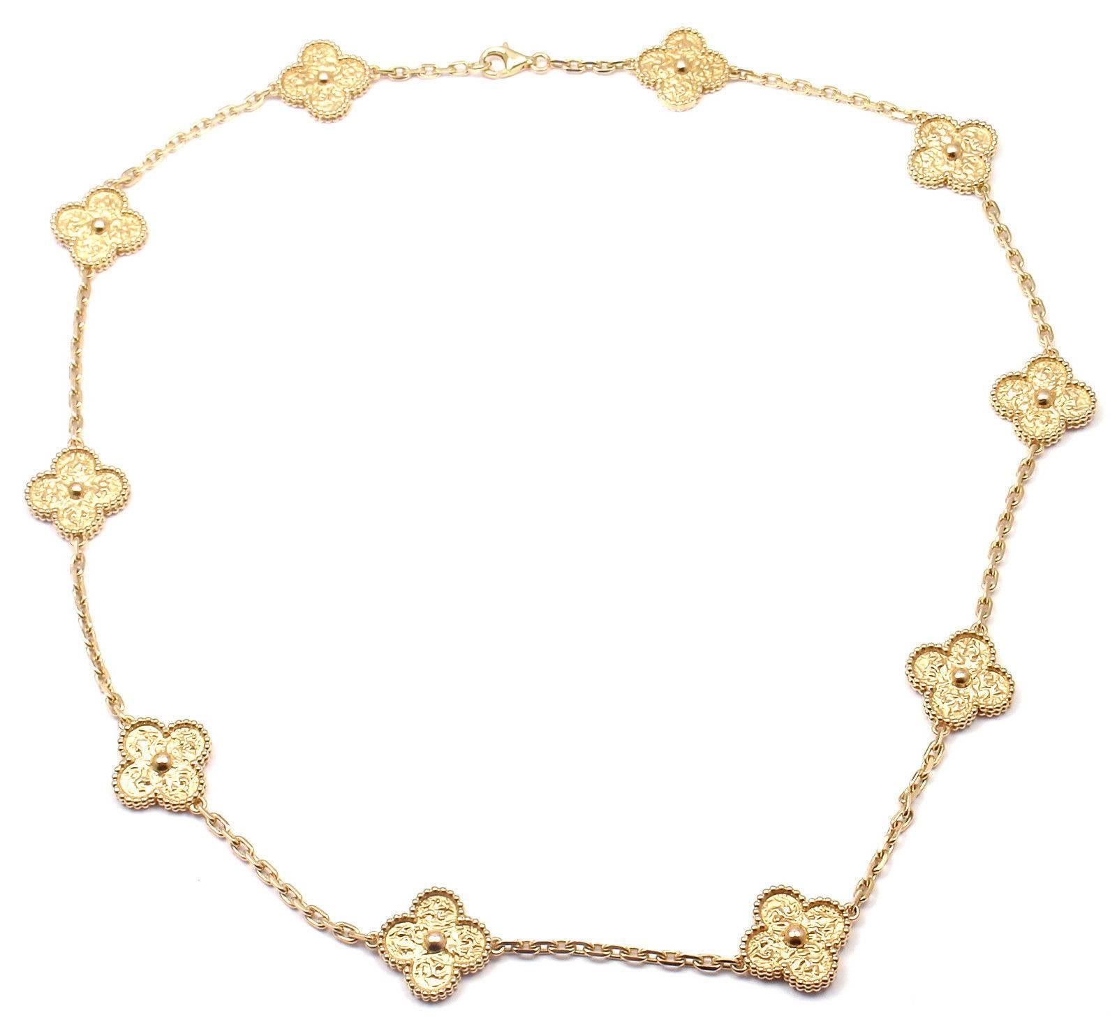 18k Yellow Gold Vintage Alhambra 10 Motif Necklace by Van Cleef & Arpels.

Details:
Length: 18.5