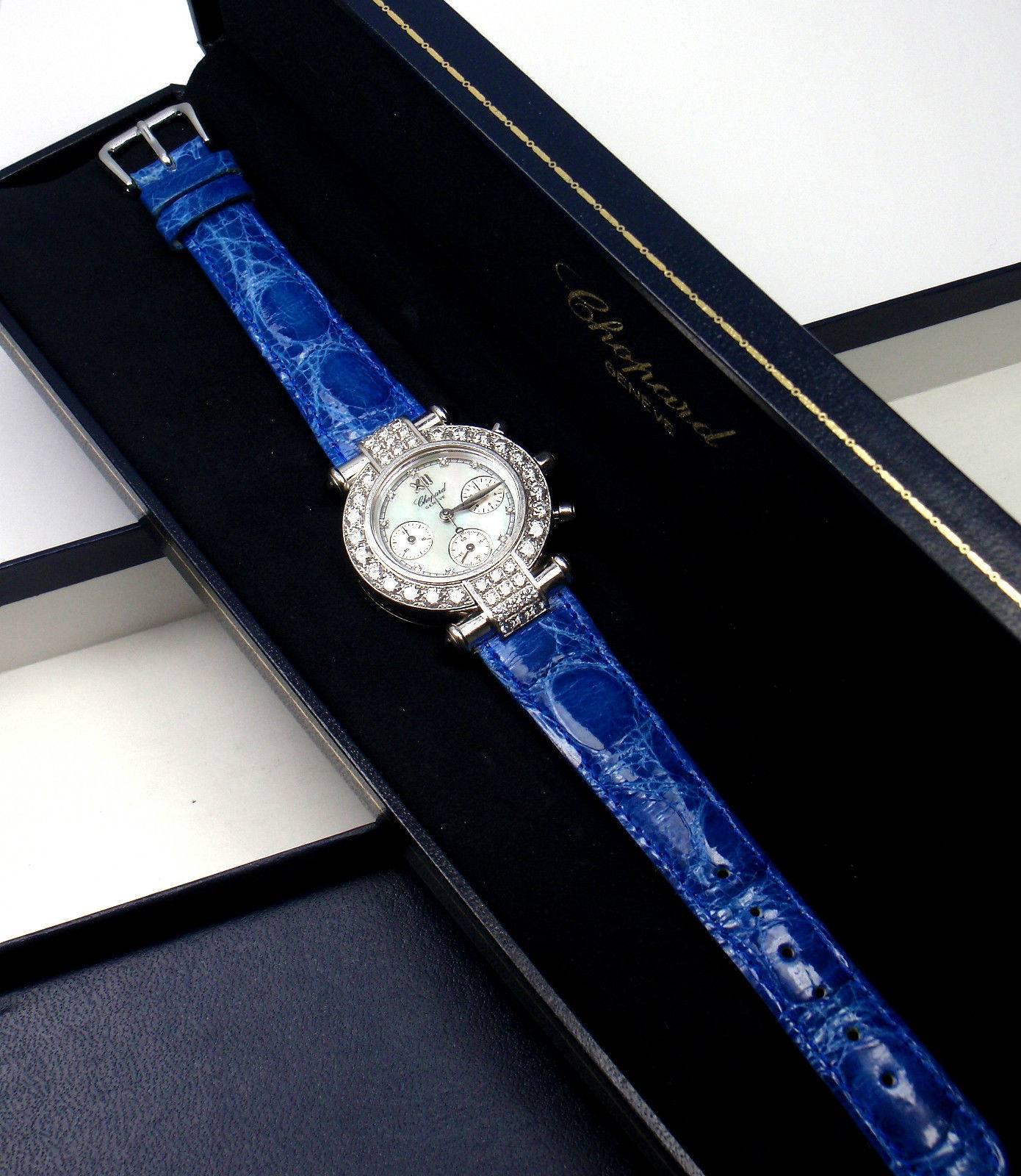 Chopard Lady's White Gold Imperiale Diamond Sapphire Chronograph Wristwatch  3