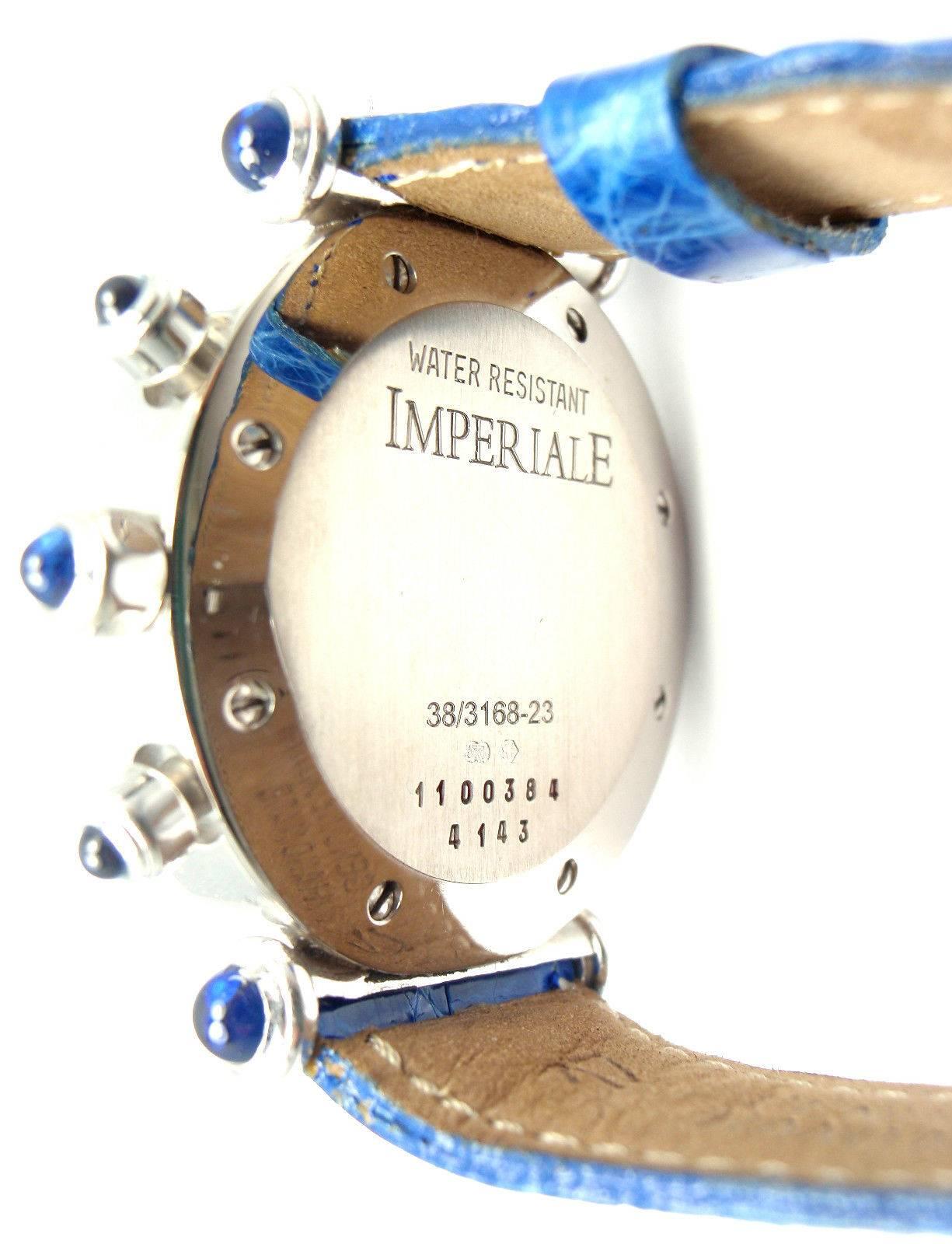 Chopard Lady's White Gold Imperiale Diamond Sapphire Chronograph Wristwatch  In New Condition In Holland, PA