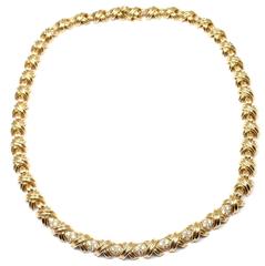 Tiffany & Co. Signatur X Diamant Gold Halskette
