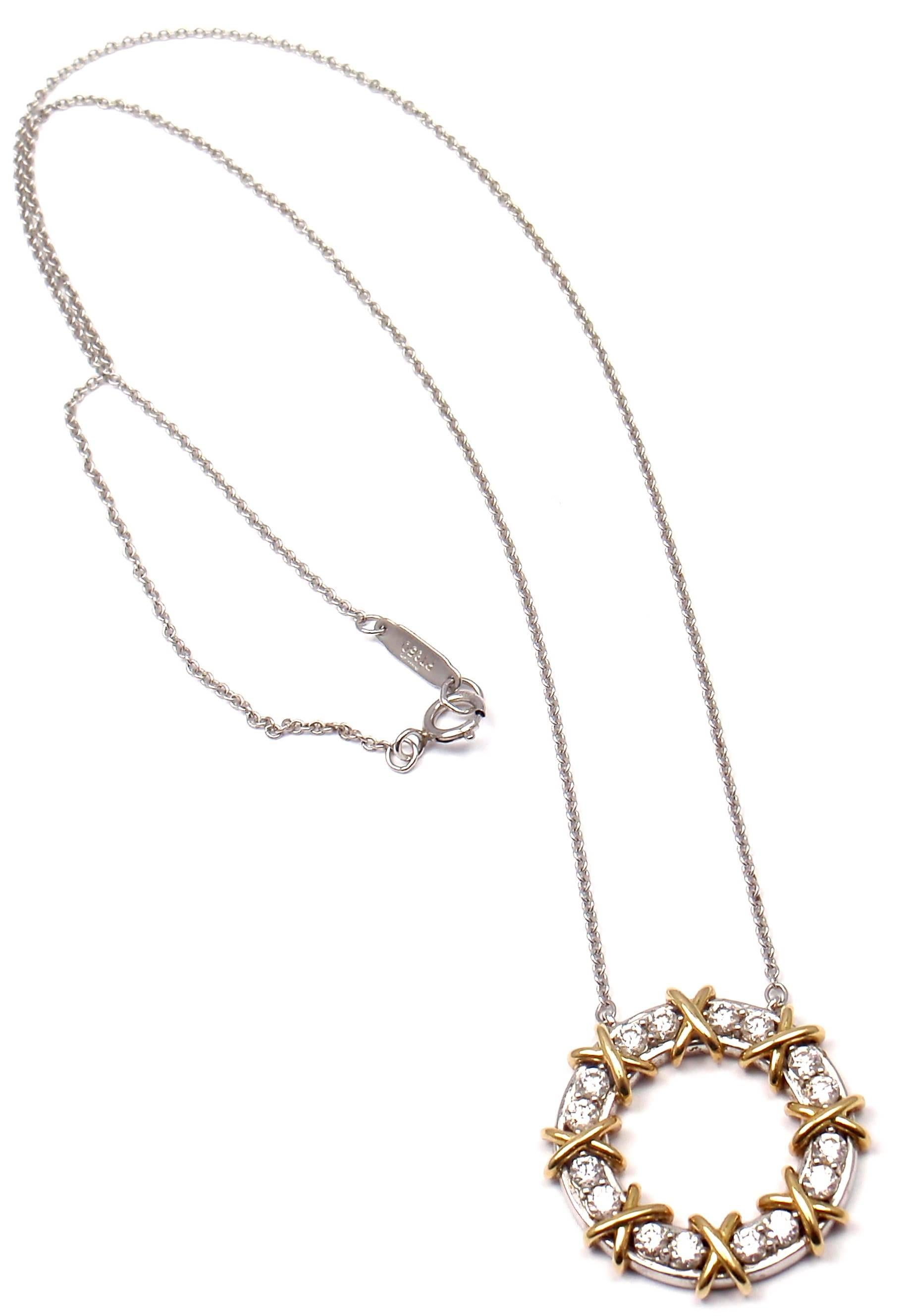 Women's or Men's Tiffany & Co. Schlumberger Sixteen Stone Diamond Gold Platinum Necklace