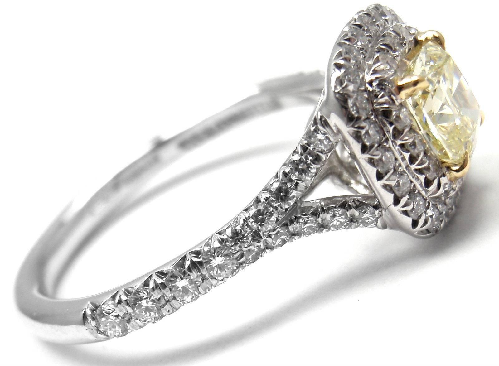 Women's or Men's Tiffany & Co. Soleste Fancy Yellow and White Diamond Platinum Ring 