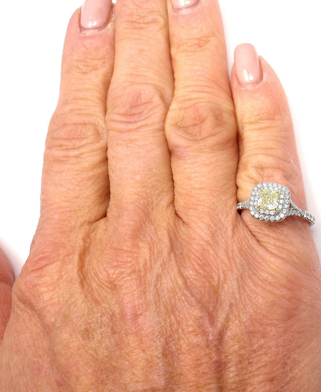 Tiffany & Co. Soleste Fancy Yellow and White Diamond Platinum Ring 5