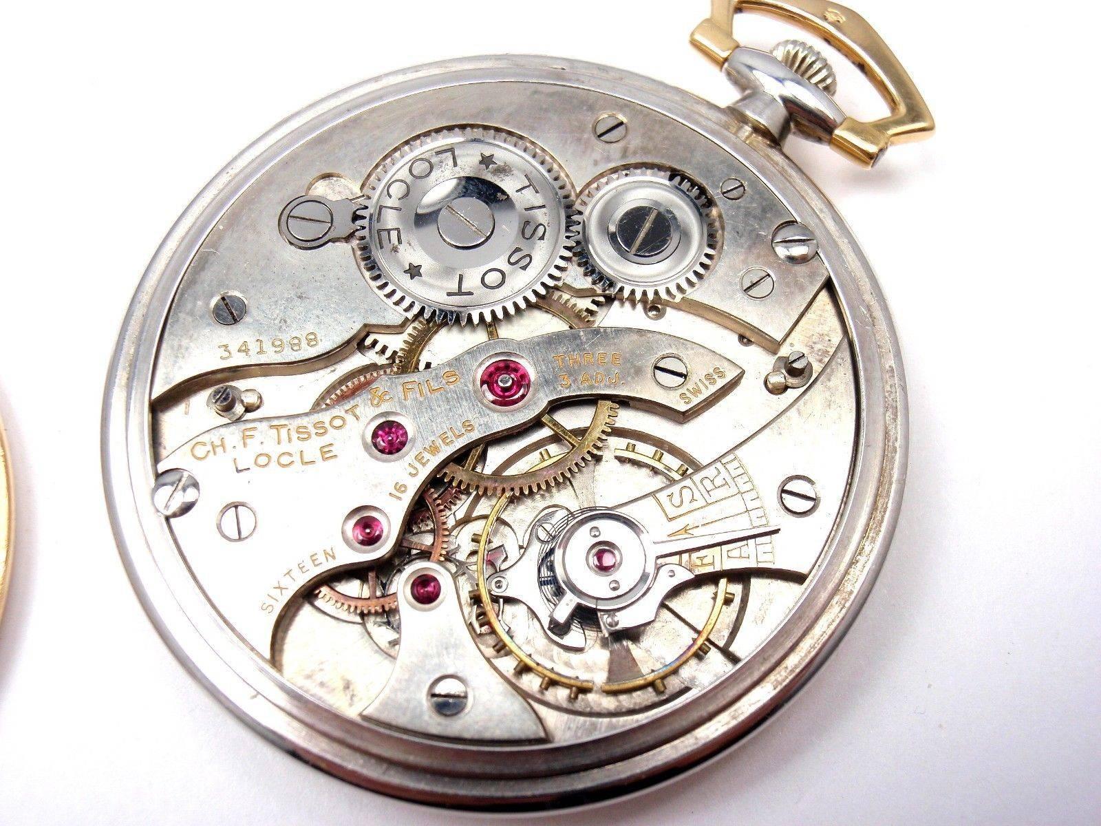 Van Cleef & Arpels Tissot Yellow and White Gold Pocket Watch 2