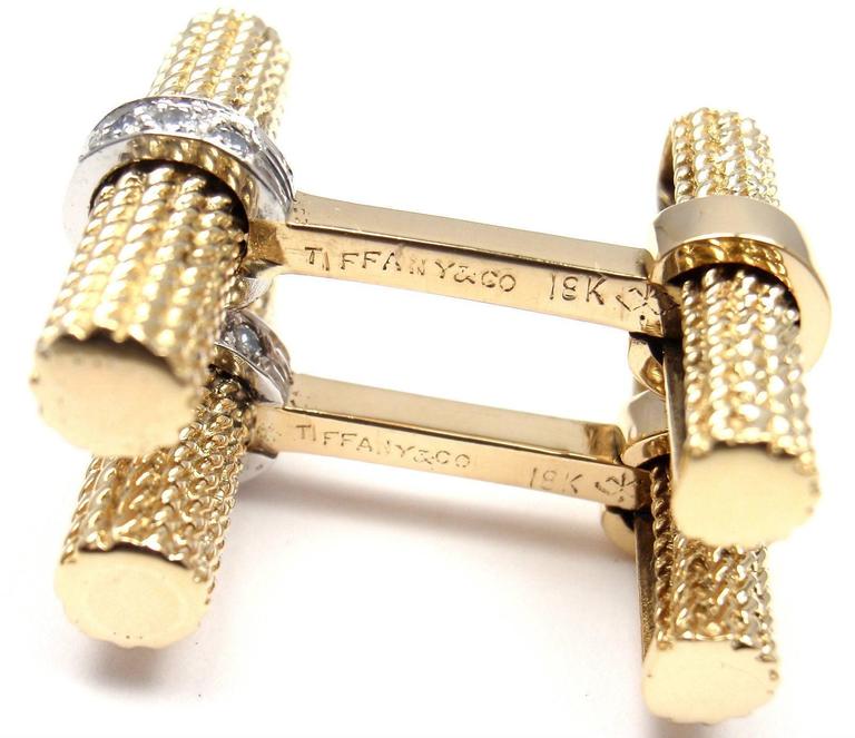 Tiffany and Co. Diamond Gold Cufflinks at 1stDibs