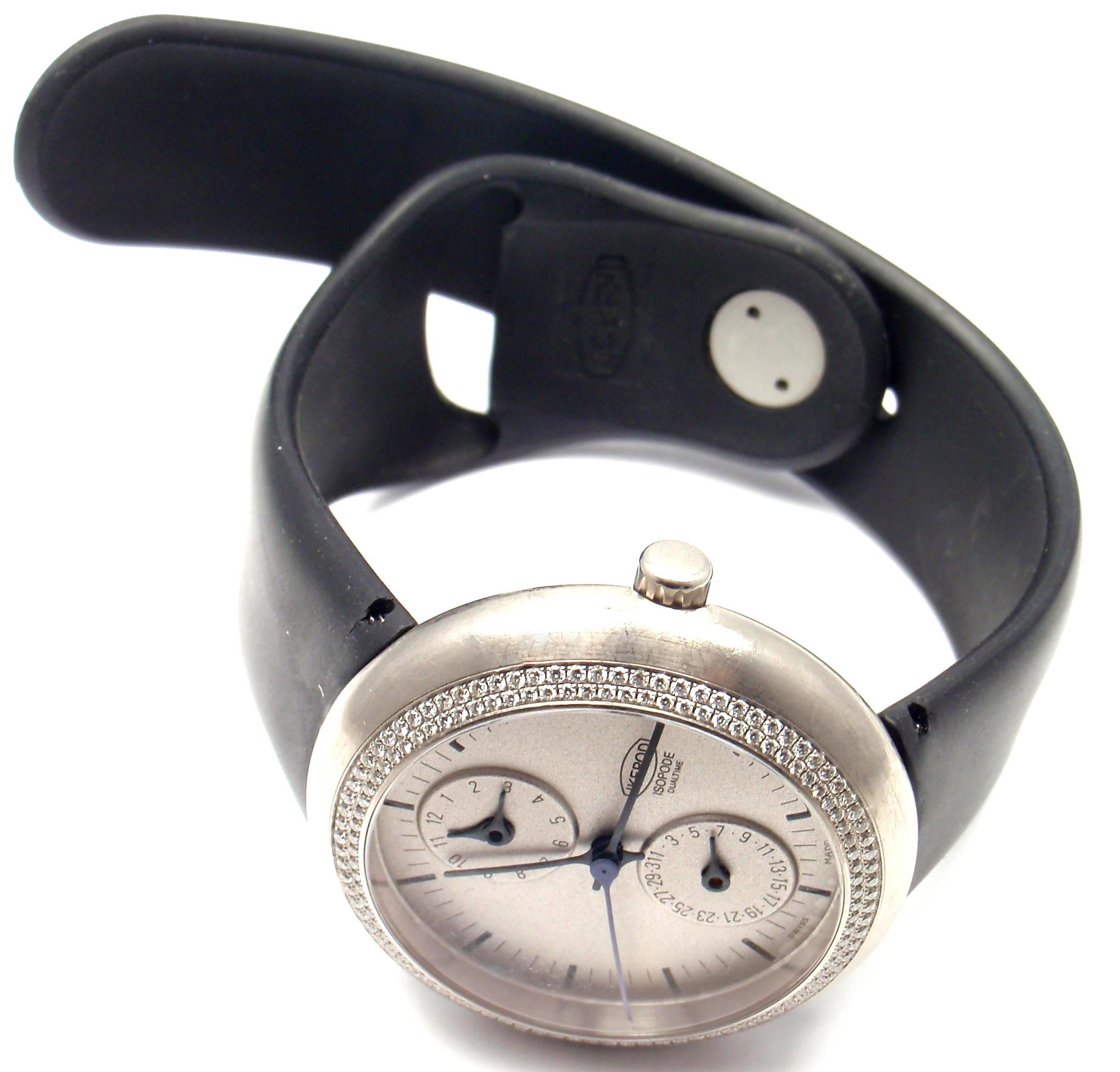 Ikepod by Marc Newson Diamond Automatic Isopode Dual Time White Gold Watch In New Condition In Holland, PA