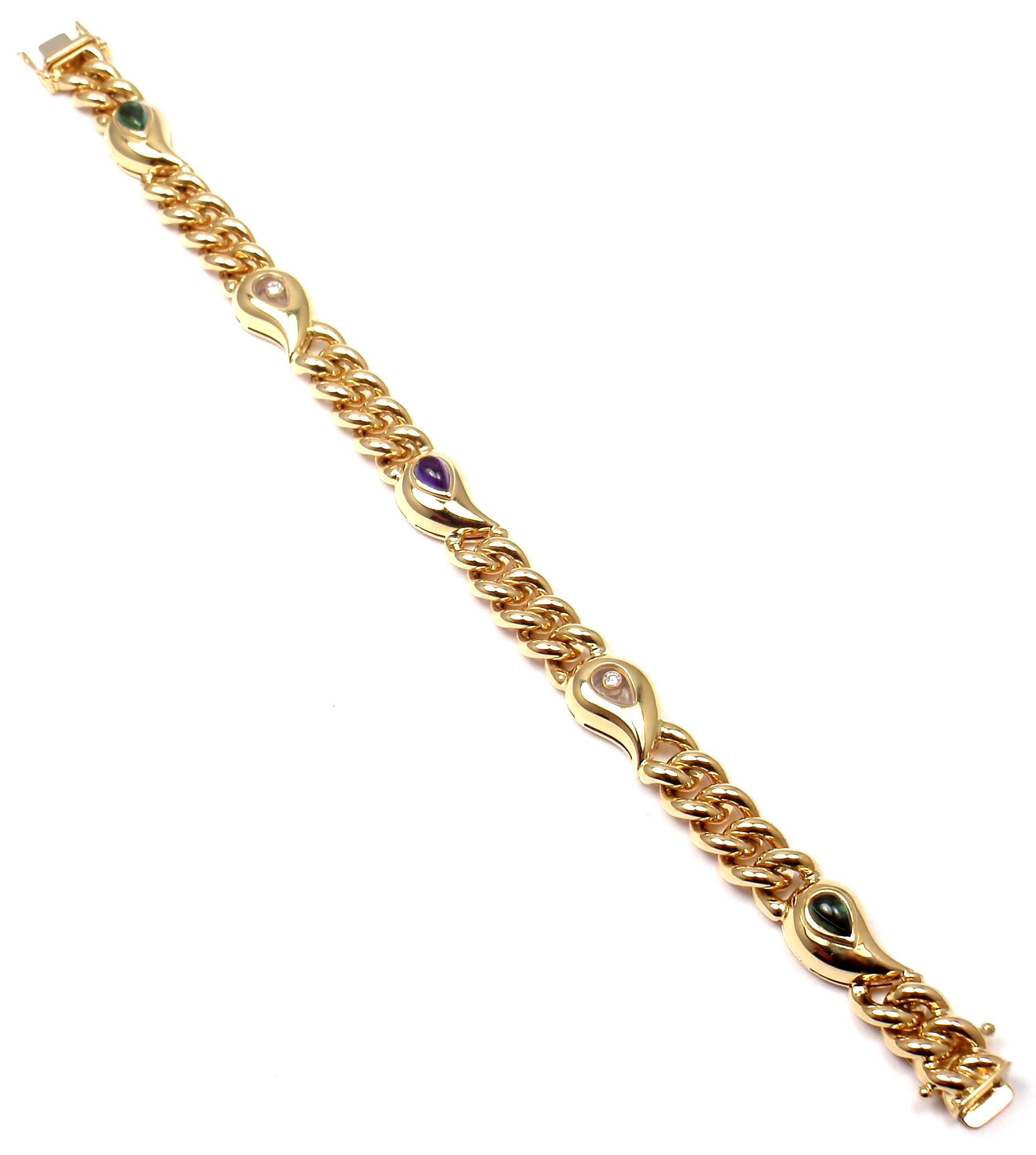 Chopard Casmir Amethyst Tourmaline Diamond Gold Link Bracelet For Sale 2