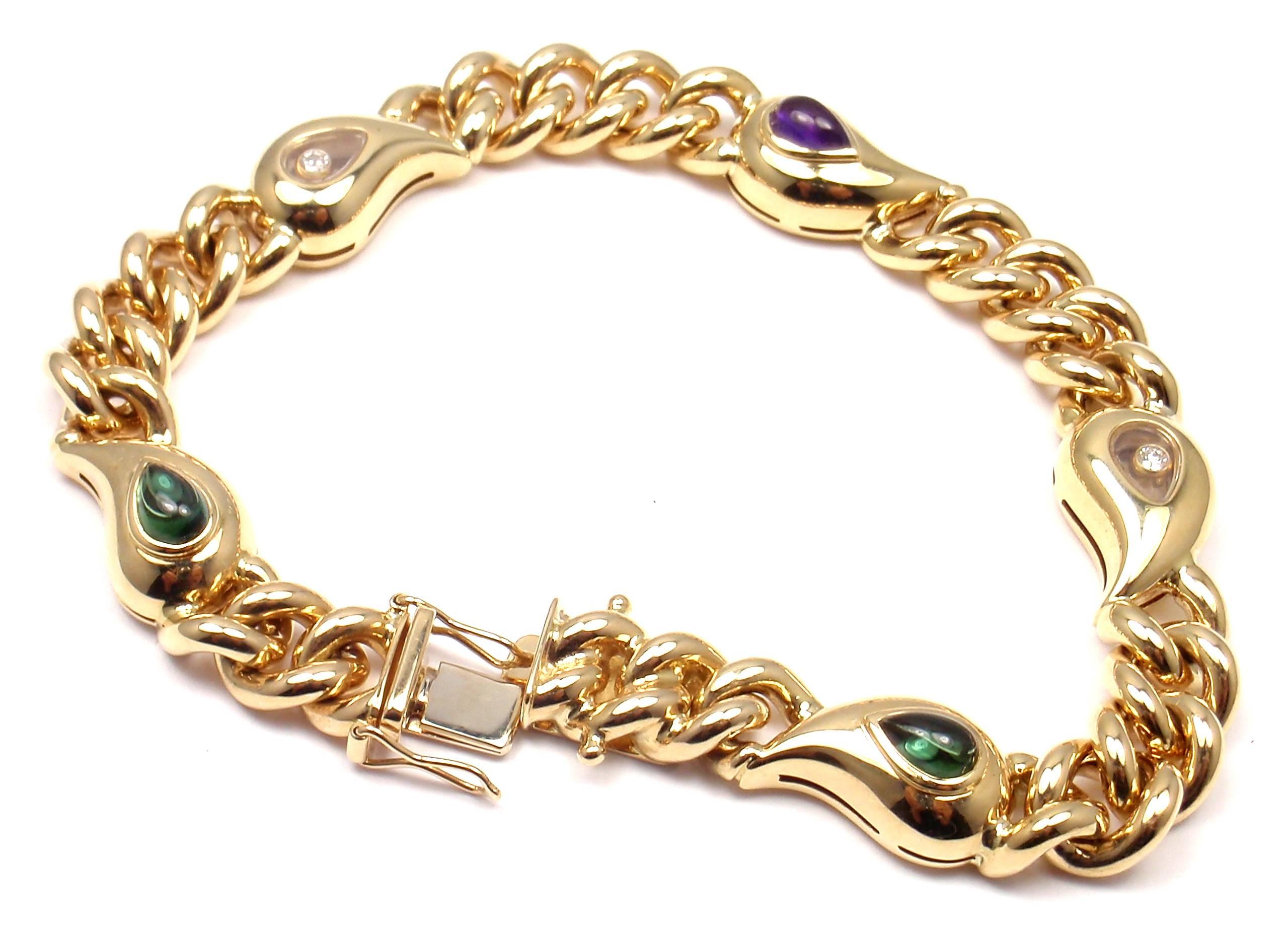 Chopard Casmir Amethyst Tourmaline Diamond Gold Link Bracelet For Sale 5