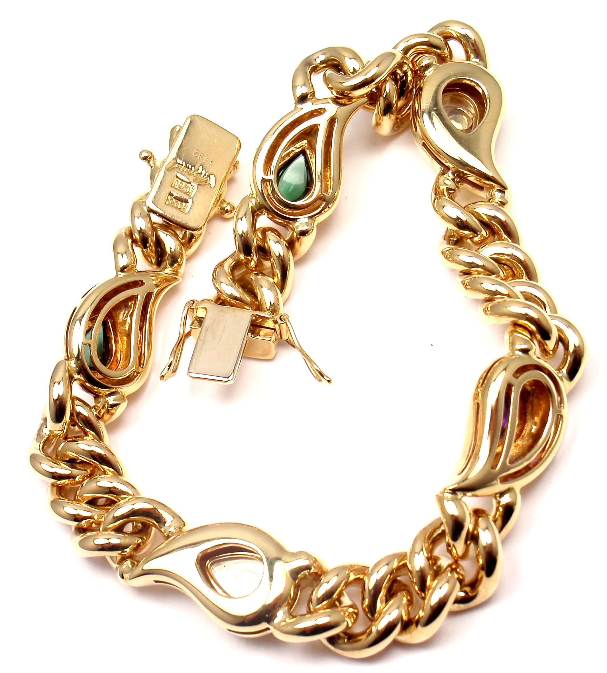 Chopard Casmir Amethyst Tourmaline Diamond Gold Link Bracelet For Sale 3