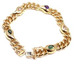 Chopard Casmir Amethyst Tourmaline Diamond Gold Link Bracelet