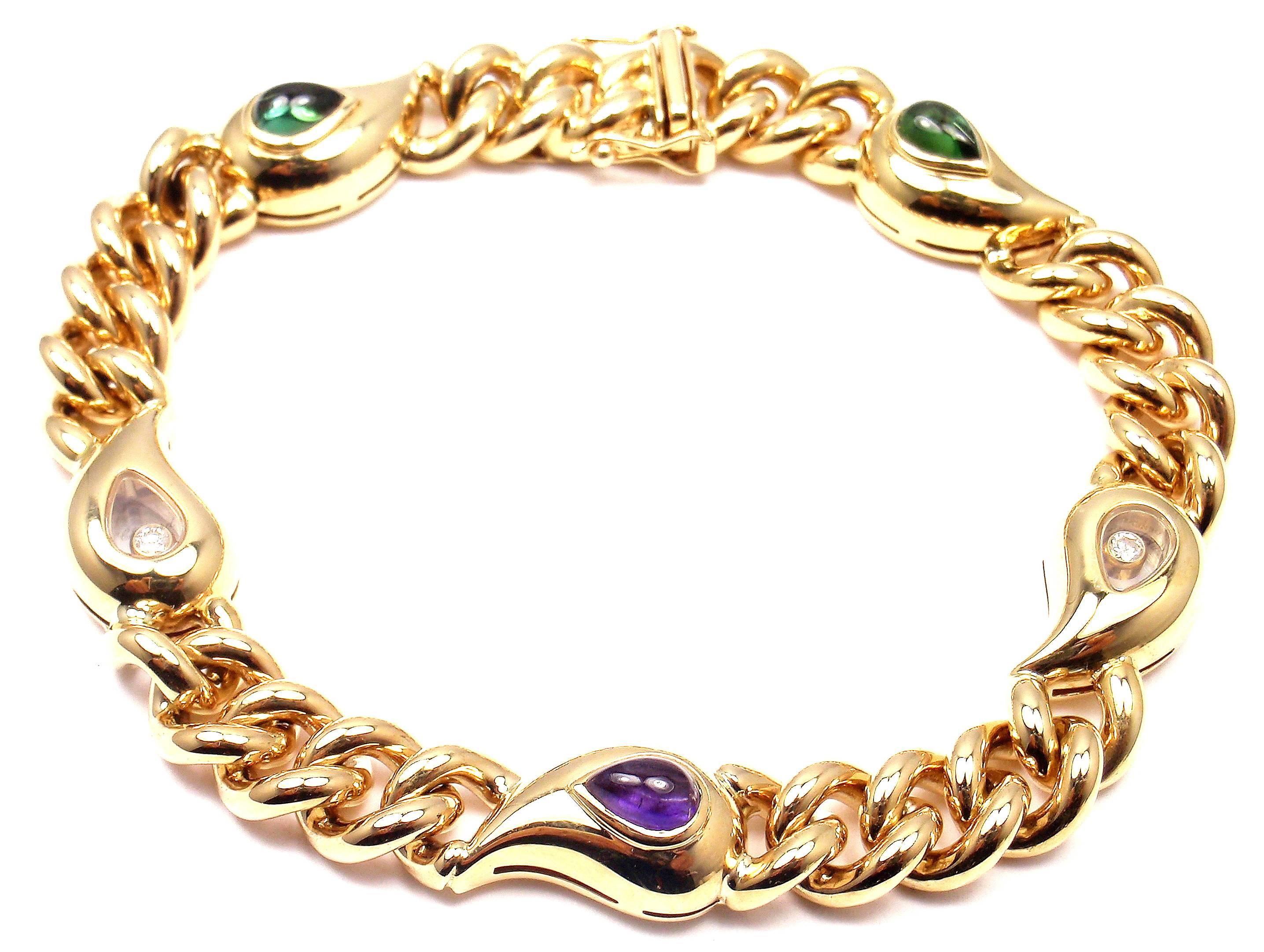 Chopard Casmir Amethyst Tourmaline Diamond Gold Link Bracelet For Sale 1