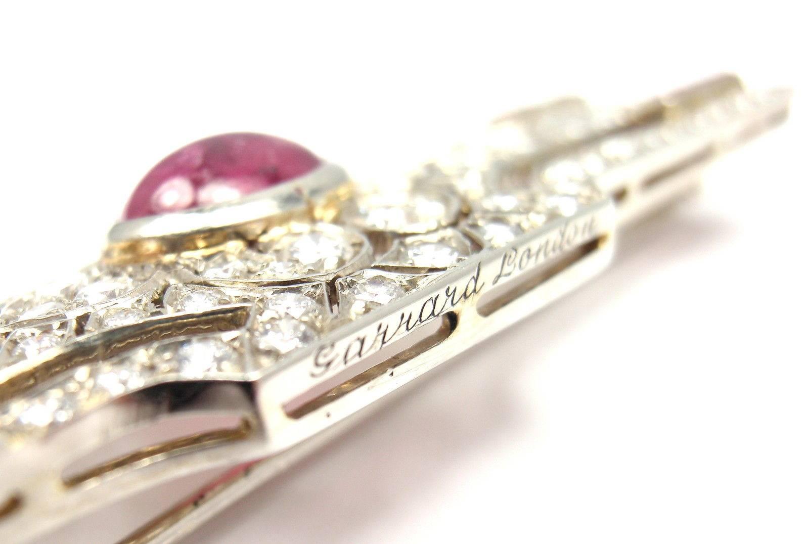 Women's or Men's Garrard London Diamond Ruby Platinum Pin Brooch