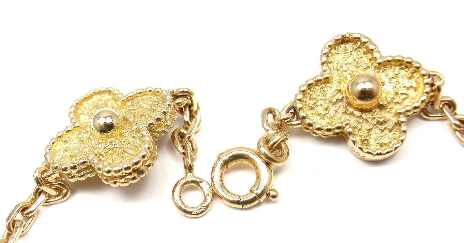 Van Cleef & Arpels Vintage Alhambra Five Motif Gold Link Bracelet 4