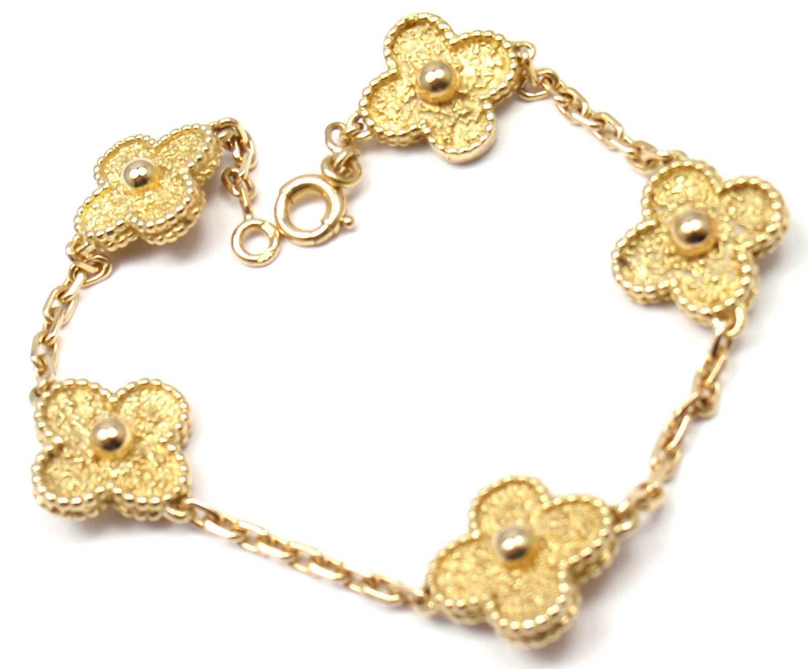 Van Cleef & Arpels Vintage Alhambra Five Motif Gold Link Bracelet 1