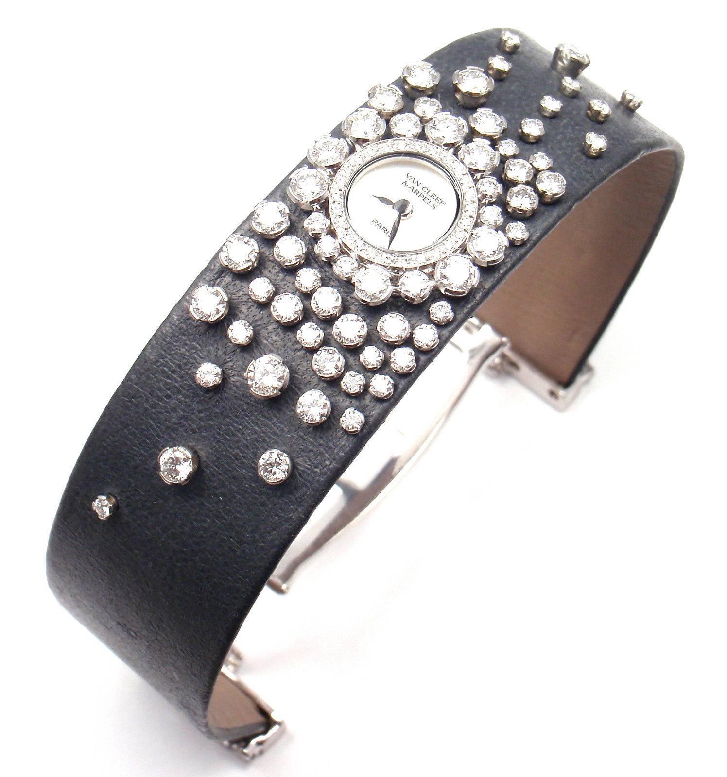 Van Cleef & Arpels Lady's White Gold Diamond Rosee Quartz Wristwatch 1
