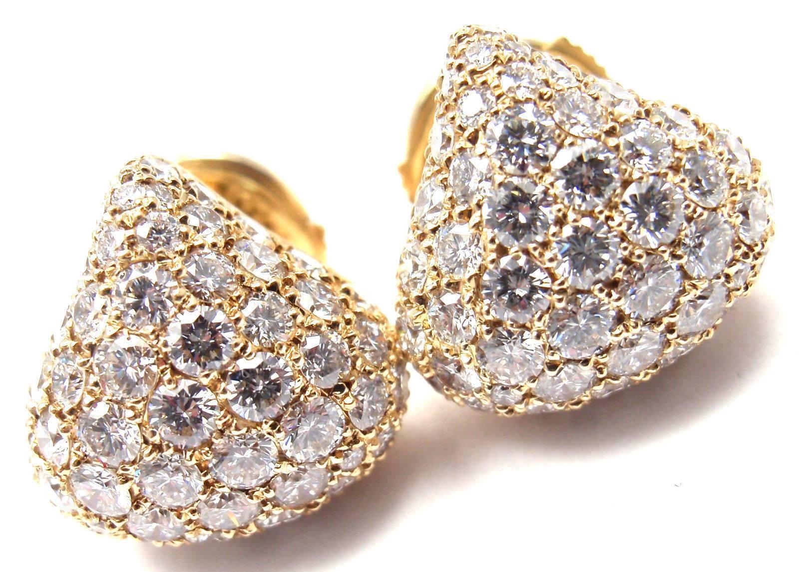 Women's or Men's Chopard Pushkin Pave Diamond Gold Earrings
