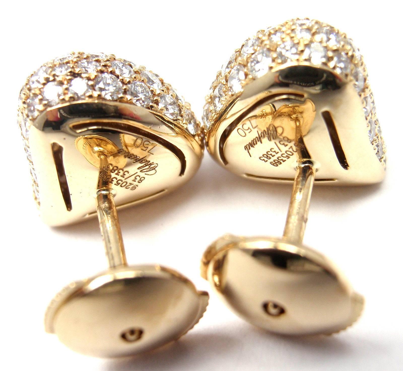 Chopard Pushkin Pave Diamond Gold Earrings In New Condition In Holland, PA