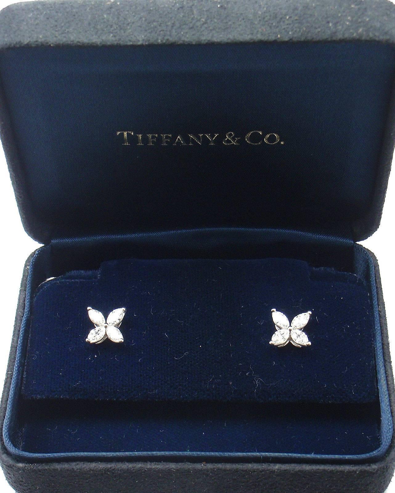 Tiffany & Co. Victoria .92 Carat Diamond Platinum Medium Size Earrings 2
