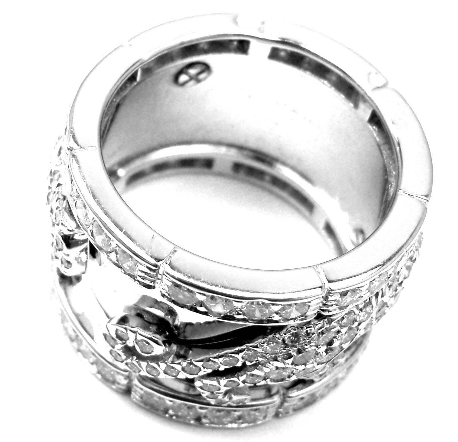 Women's or Men's Cartier Walking Panther Panthere Diamond Gold Band Ring