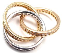 Cartier Diamond Trinity Tricolor Gold Band Ring