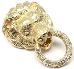 Van Cleef & Arpels Diamond Gold Lion Pendant Brooch Pin