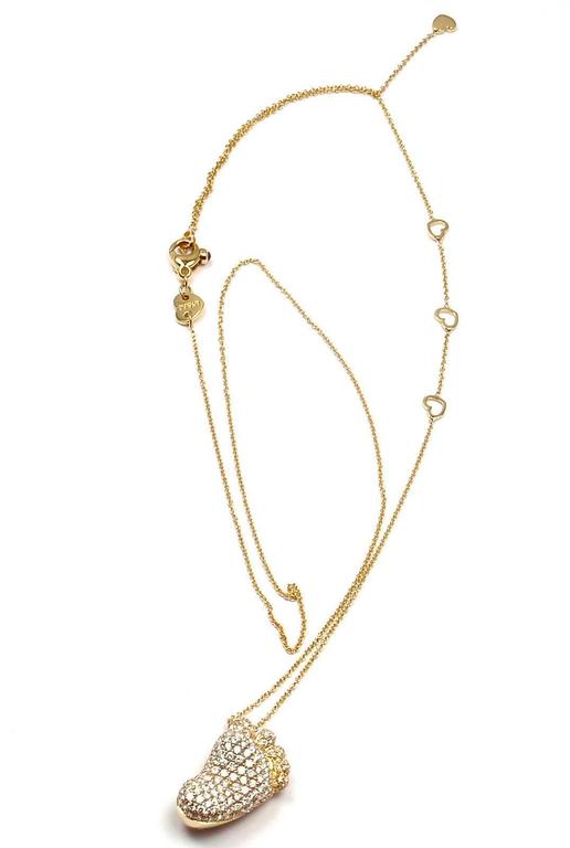 Pasquale Bruni Orme Footsteps Diamond Gold Foot Pendant Necklace at