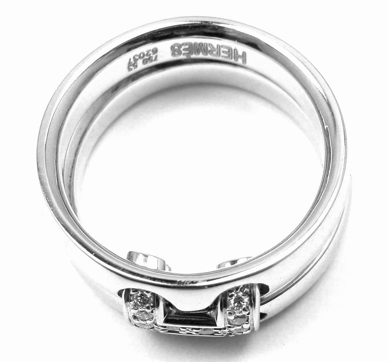 Hermes Diamond H Double Band Flex Gold Band Ring 1