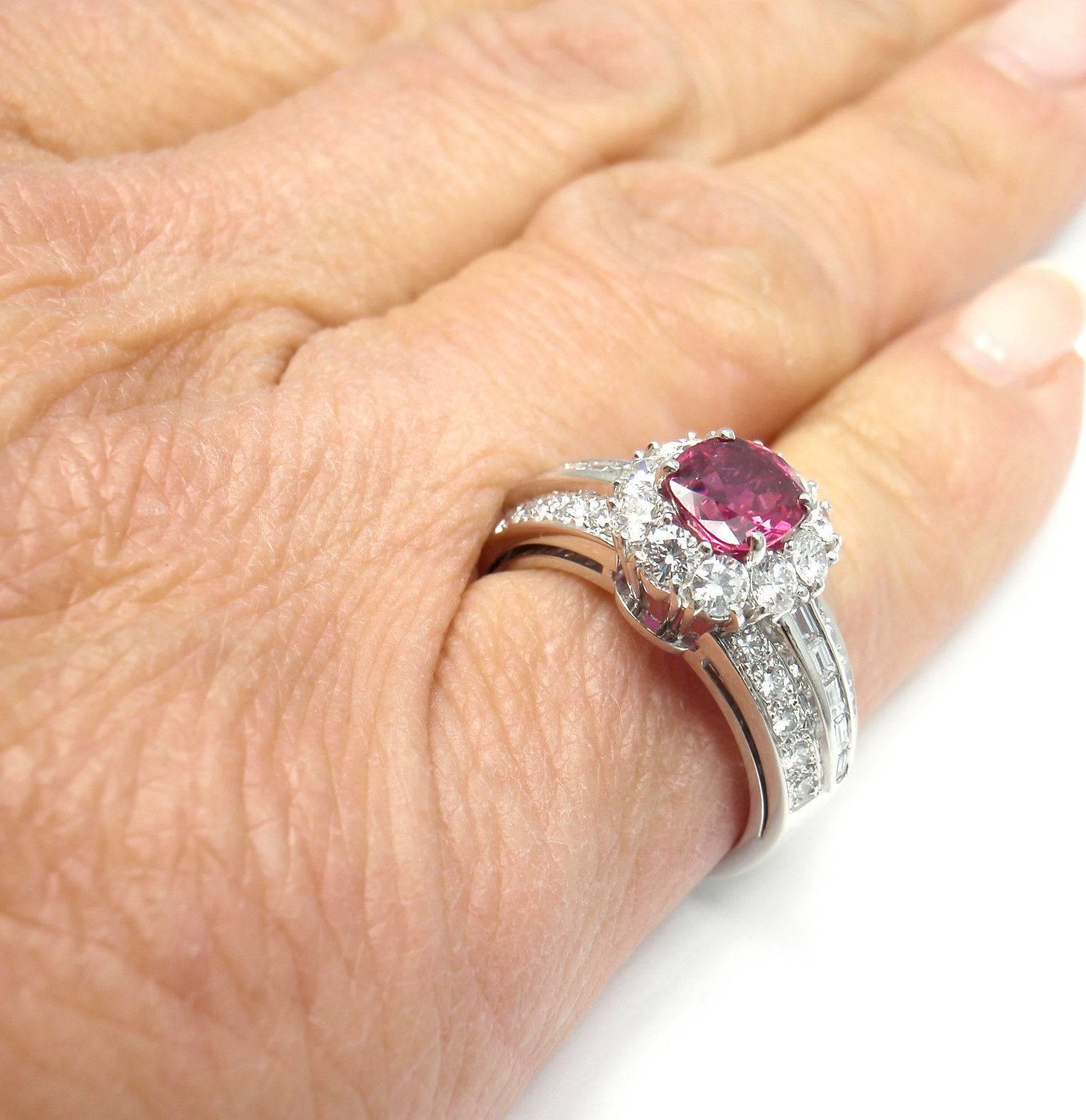 Van Cleef & Arpels Diamond Ruby Platinum Ring 3