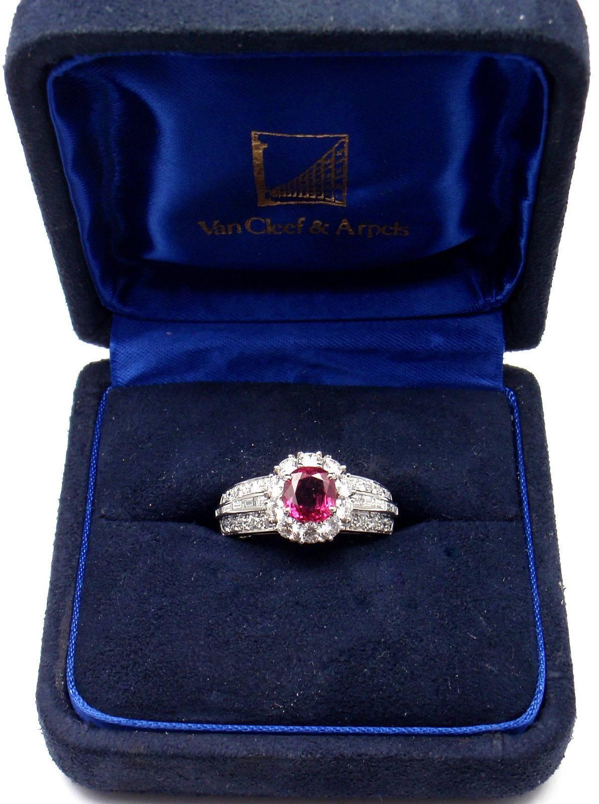 Van Cleef & Arpels Diamond Ruby Platinum Ring 4