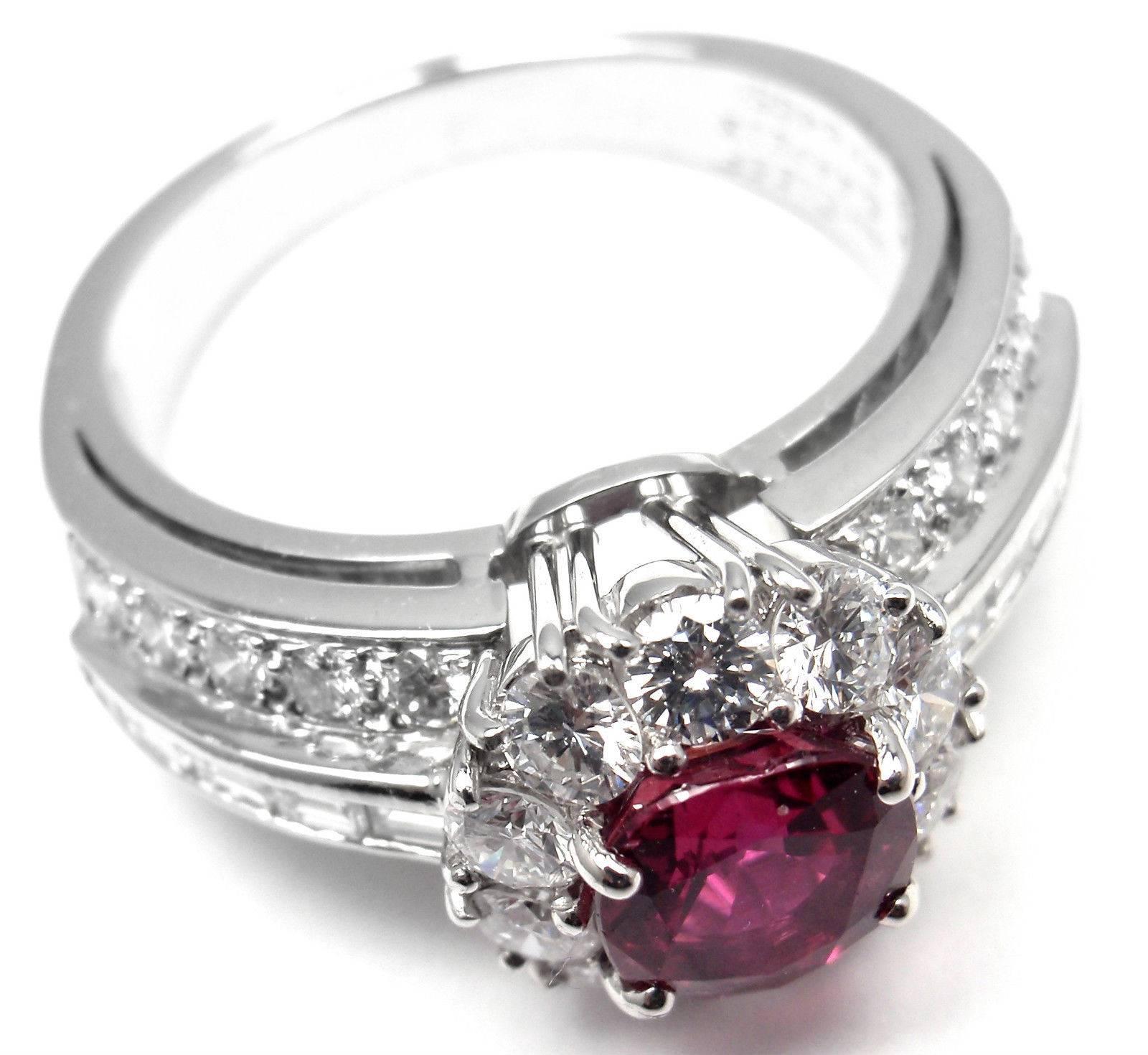 Van Cleef & Arpels Diamond Ruby Platinum Ring 2