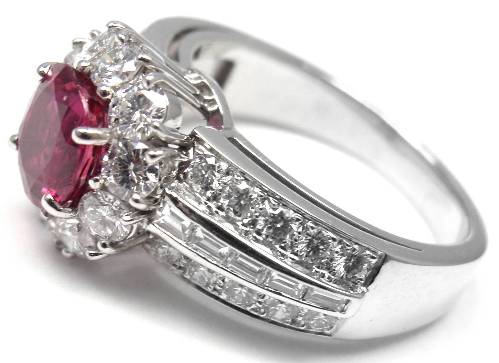 Women's or Men's Van Cleef & Arpels Diamond Ruby Platinum Ring