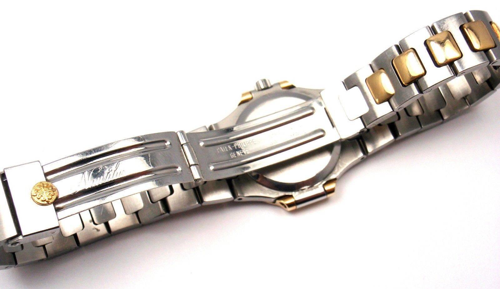 Women's or Men's Patek Philippe Yellow Gold Stainless Steel Diamond Nautilus Quartz Wristwatch