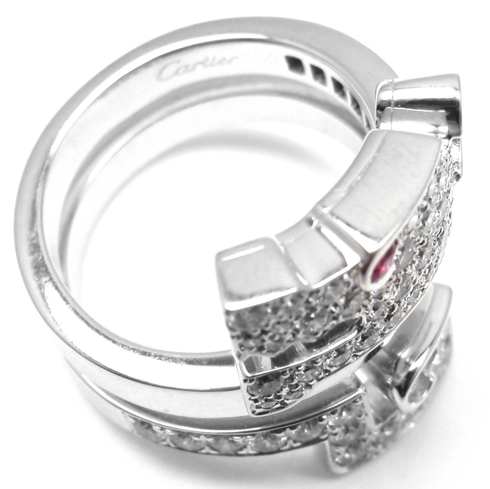 Women's or Men's Cartier Le Baiser Du Dragon Ruby Diamond Gold Ring