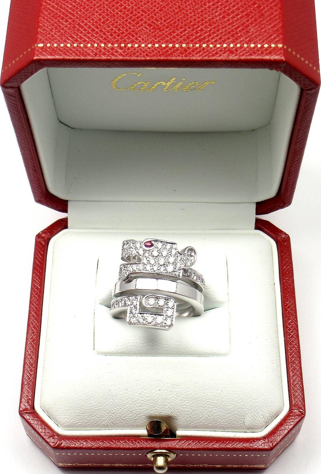 Cartier Le Baiser Du Dragon Ruby Diamond Gold Ring 4