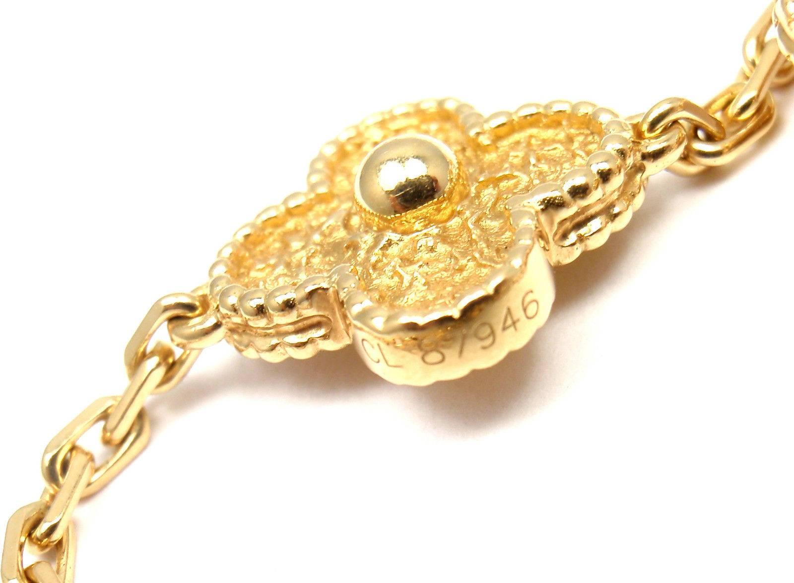 Van Cleef & Arpels Vintage Alhambra 10 Motif Gold Necklace 1