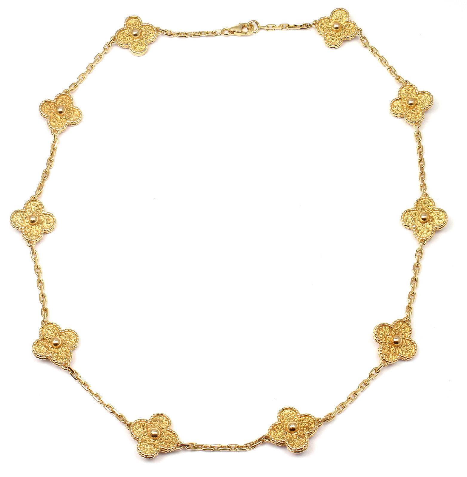 18k Yellow Gold Vintage Alhambra 10 Motif Necklace by Van Cleef & Arpels.

Details:
Length: 17