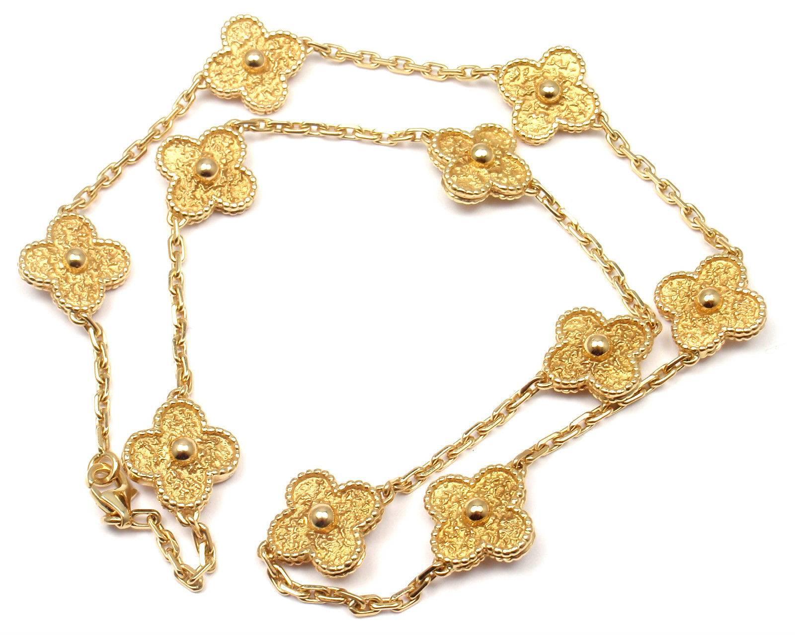 Van Cleef & Arpels Vintage Alhambra 10 Motif Gold Necklace 5