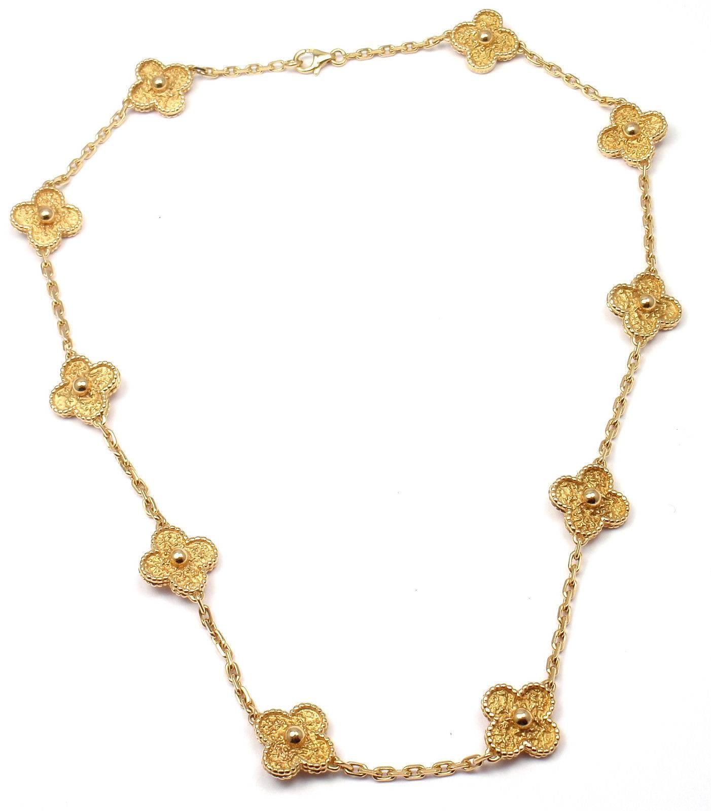 Van Cleef & Arpels Vintage Alhambra 10 Motif Gold Necklace 6