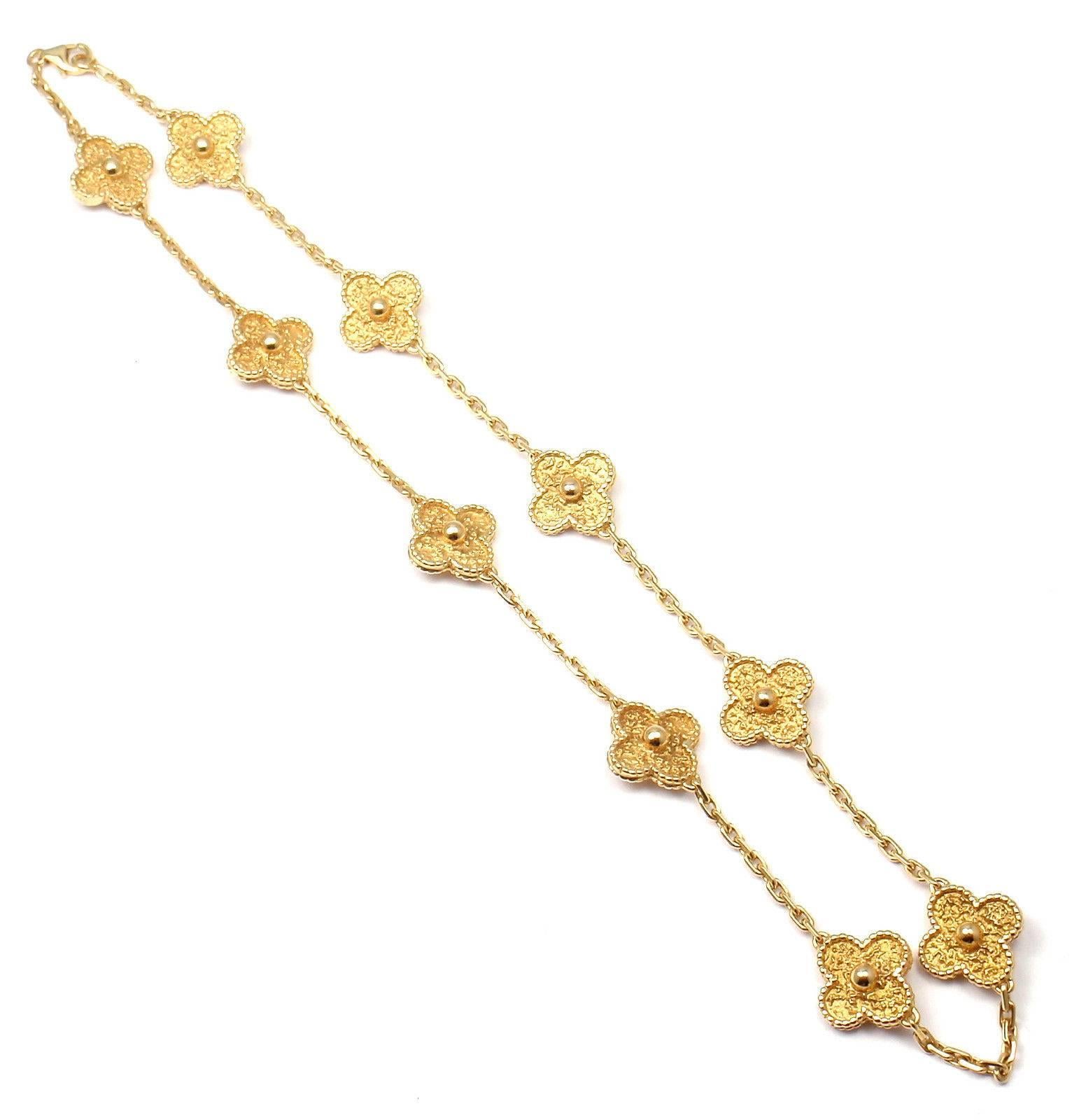 Van Cleef & Arpels Vintage Alhambra 10 Motif Gold Necklace 4