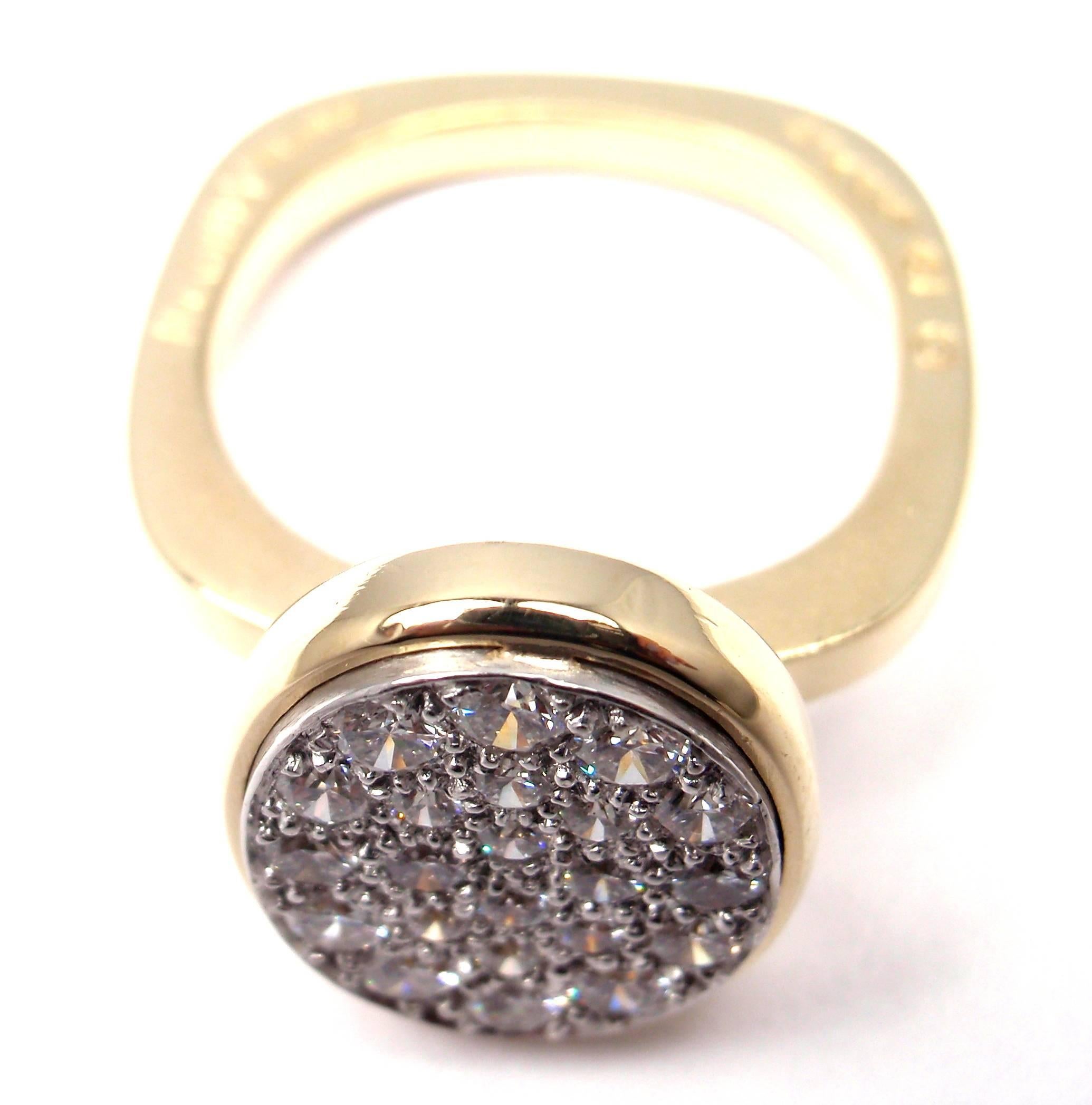 Platinum And 18k Yellow Gold Dinh Van Diamond Cartier Ring. 
With 22 round brilliant cut diamonds VVS1 clarity, E color total weight approx. 1ct.   
Details:  
Ring Size: 5 1/4
Width: 16mm  
Weight: 9.3 grams 
Stamped Hallmarks: Cartier Dinh