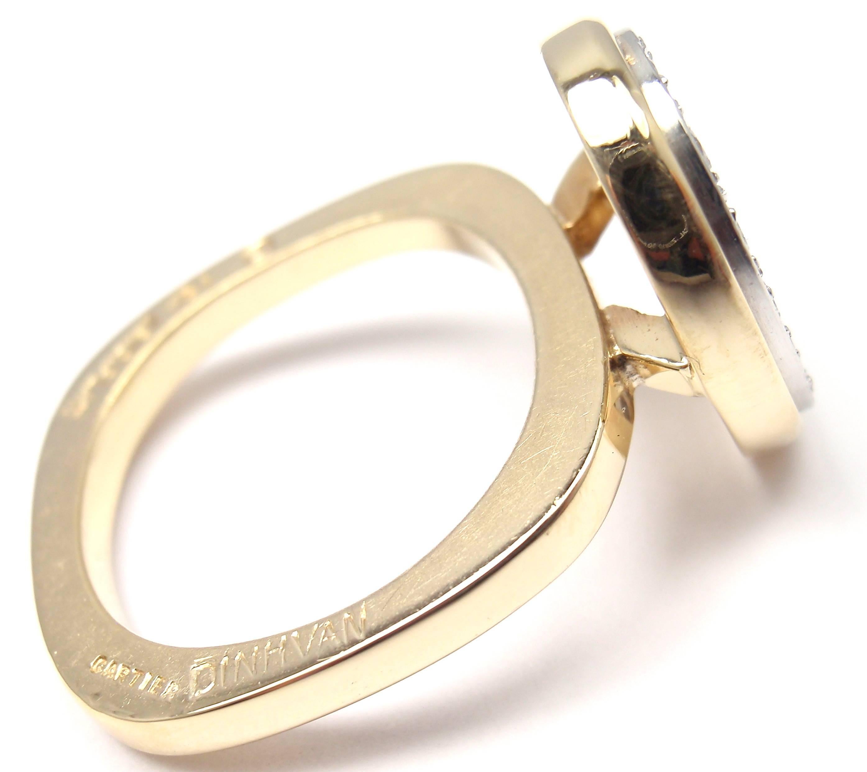 Cartier Dinh Van Diamond Platinum Gold Ring In New Condition In Holland, PA