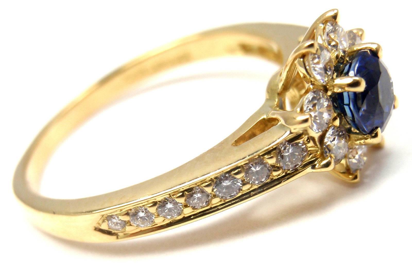 Women's or Men's Tiffany & Co. Sapphire Diamond Gold Flower Ring