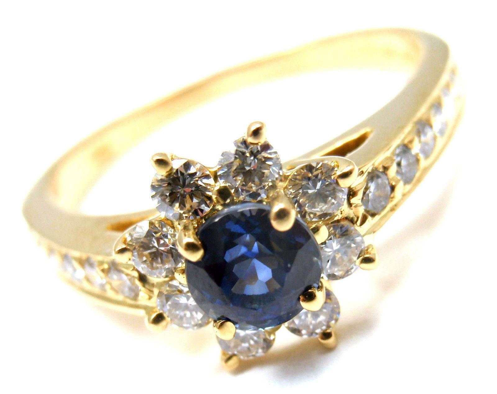 sapphire flower ring with diamonds