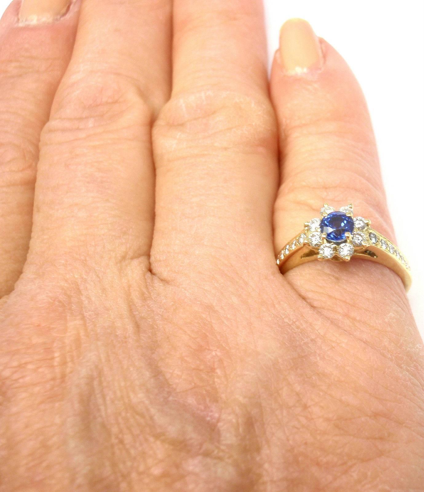 Tiffany & Co. Sapphire Diamond Gold Flower Ring 1