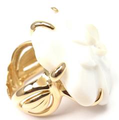 Chanel Camelia Agate Gold Flower Ring