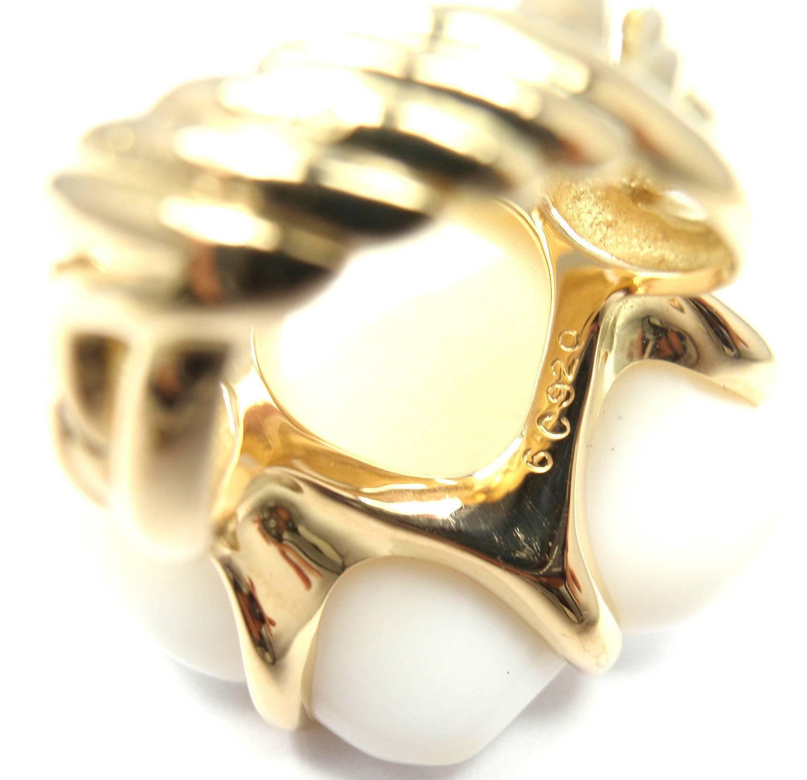 Chanel Camelia Agate Gold Flower Ring 1