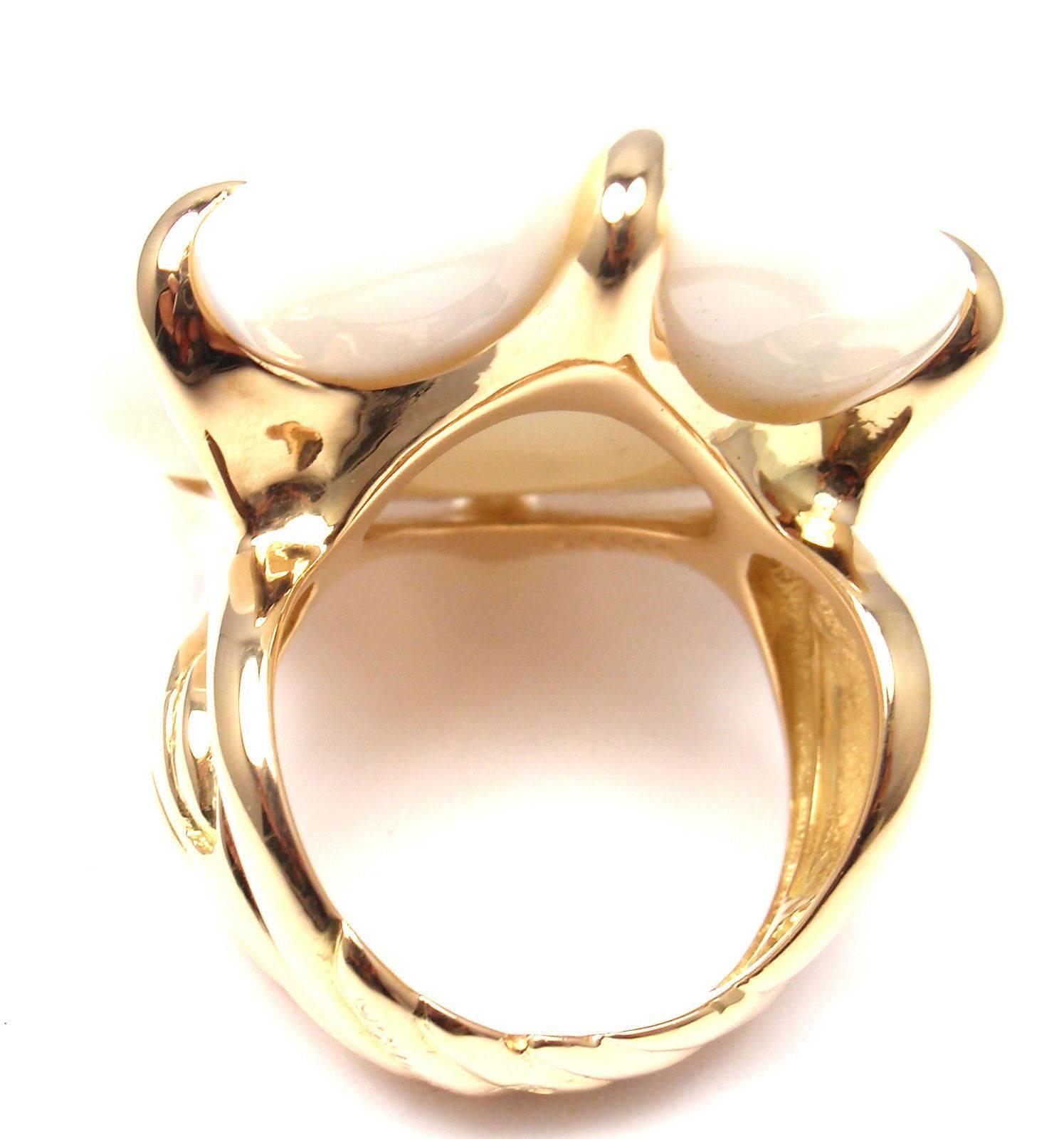 Chanel Camelia Agate Gold Flower Ring 5