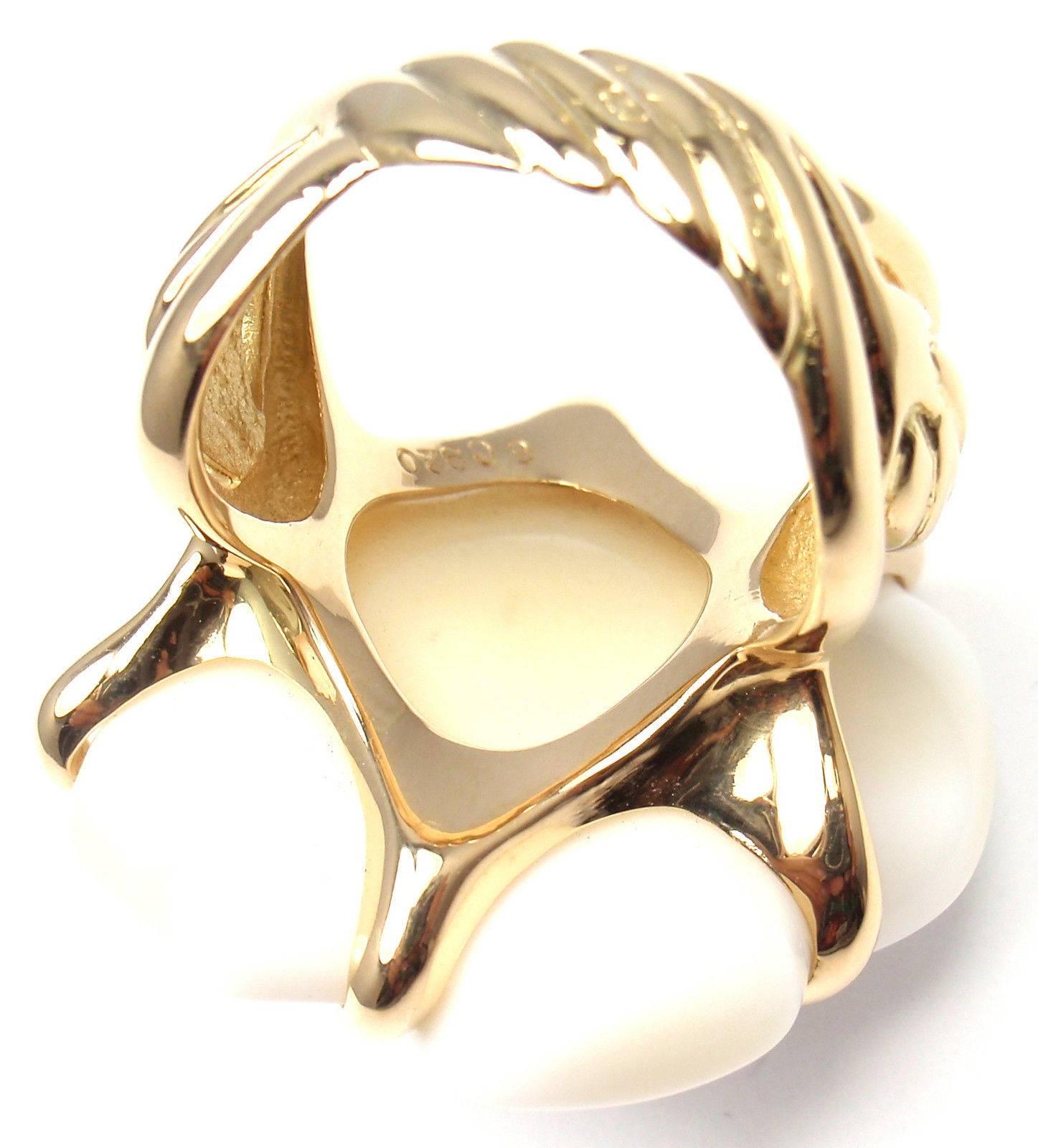 Chanel Camelia Agate Gold Flower Ring 4